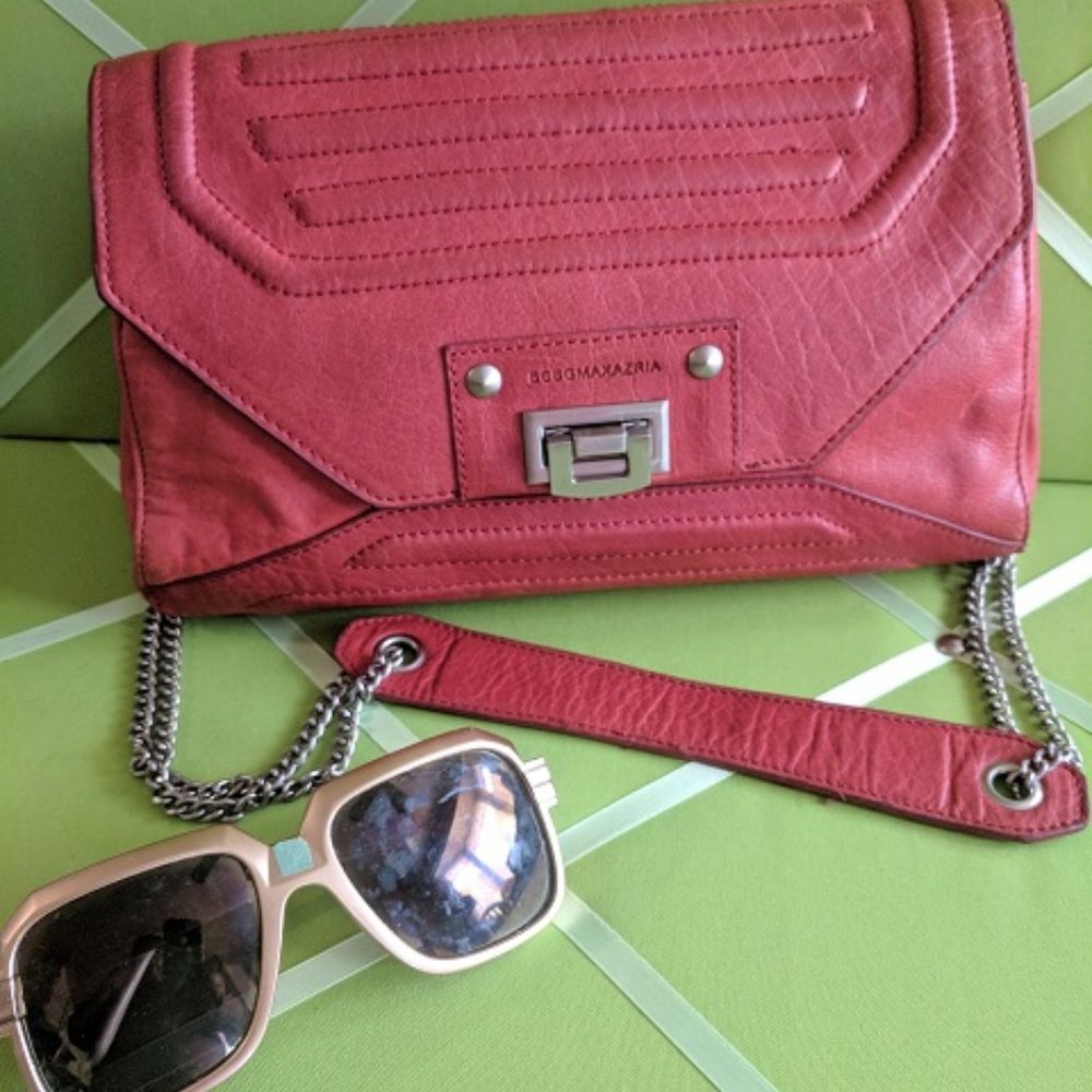 BCBG MAX AZRIA Red Matte-Leather Shoulder Bag
